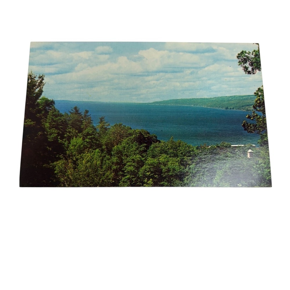 Vintage Seneca Lake Watkins Glen NY Lusterchrome Postcard K-18353 Cemetery Hill